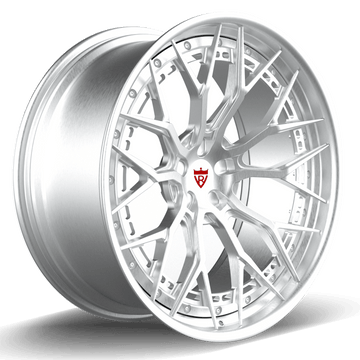 Custom 2-piece forged wheels for Audi RS Q8 featuring Y-spoke design and brushed silver finish.